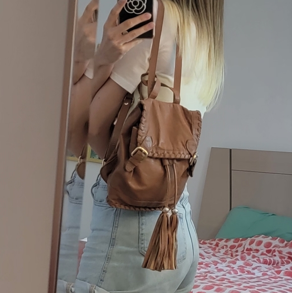 Leather Urbancode Brown Backpack in Vintage Style - Picture 5 of 8